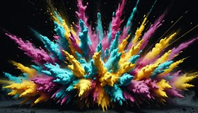 8k A centered explosion of colorful powder