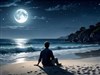 A calm beach at night