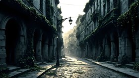 A ruined gothic city street