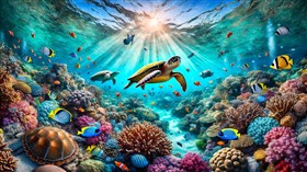 4K Turtle Fish