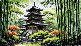 bamboo and temple