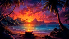 4K Beach Firepit w/sound