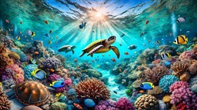 4K Turtle Fish