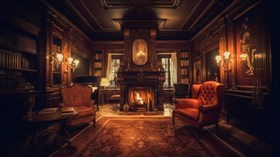 4K Library Fireplace