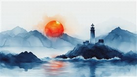 Lighthouse in Watercolor
