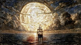 A surreal night seascape