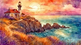 4K Lighthouse Watercolor